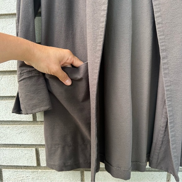 EILEEN FISHER Washable Stretch Crepe Gray Kimono Jacket - Picture 7 of 11